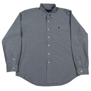 Ralph Lauren Button Down Shirt Mens XL Black White Gingham Cotton Long Sleeve